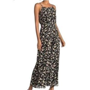 CeCe Black and Floral Pattern Wide Leg Pantsuit with Spaghetti‎ Straps 14